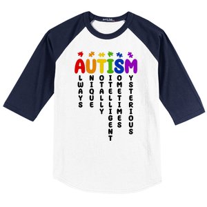 Always Unique Autism Definition Quote Baseball Sleeve Shirt