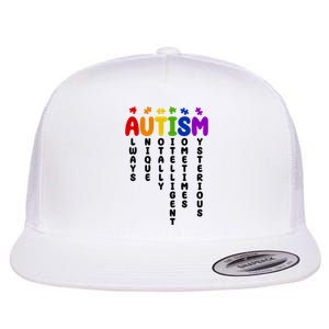 Always Unique Autism Definition Quote Flat Bill Trucker Hat