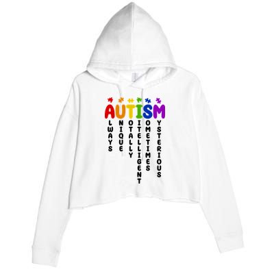 Always Unique Autism Definition Quote Crop Fleece Hoodie