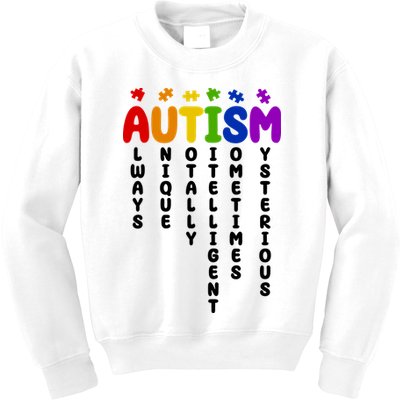 Always Unique Autism Definition Quote Kids Sweatshirt