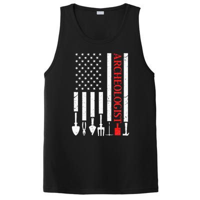 Archeologist USA American Flag Archeology Patriotic PosiCharge Competitor Tank