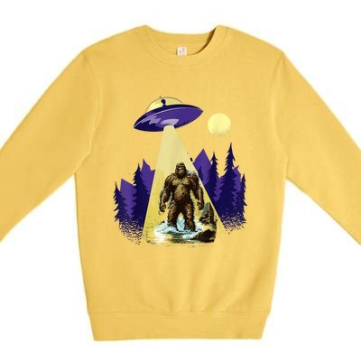 Alien UFO Bigfoot Sasquatch Hunter In National Park Premium Crewneck Sweatshirt