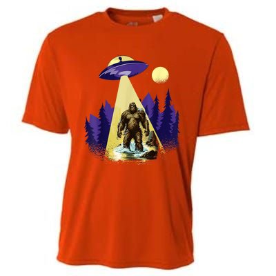 Alien UFO Bigfoot Sasquatch Hunter In National Park Cooling Performance Crew T-Shirt