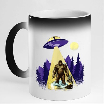 Alien UFO Bigfoot Sasquatch Hunter In National Park 11oz Black Color Changing Mug