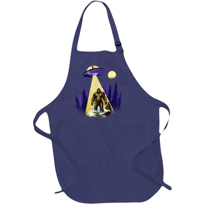 Alien UFO Bigfoot Sasquatch Hunter In National Park Full-Length Apron With Pockets