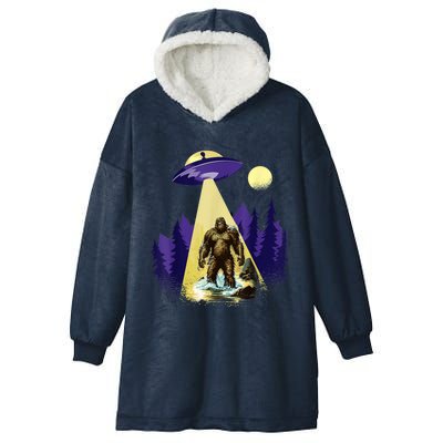 Alien UFO Bigfoot Sasquatch Hunter In National Park Hooded Wearable Blanket