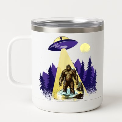 Alien UFO Bigfoot Sasquatch Hunter In National Park 12 oz Stainless Steel Tumbler Cup