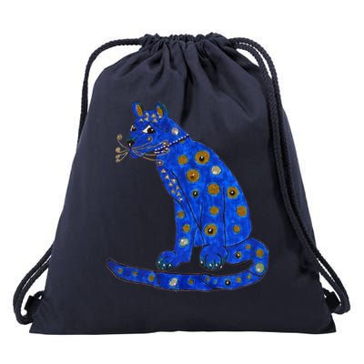 Ugly Blue Cat Drawstring Bag