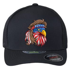 American Usa Bald Eagle Mullet Funny Patriotic 4th Of July Gift Flexfit Unipanel Trucker Cap