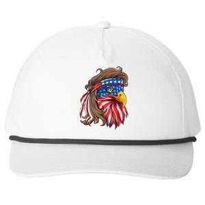 American Usa Bald Eagle Mullet Funny Patriotic 4th Of July Gift Snapback Five-Panel Rope Hat