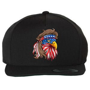 American Usa Bald Eagle Mullet Funny Patriotic 4th Of July Gift Wool Snapback Cap