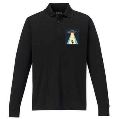 Awesome Ufo Beams A Cat Up For Intergalactic Laughs Performance Long Sleeve Polo