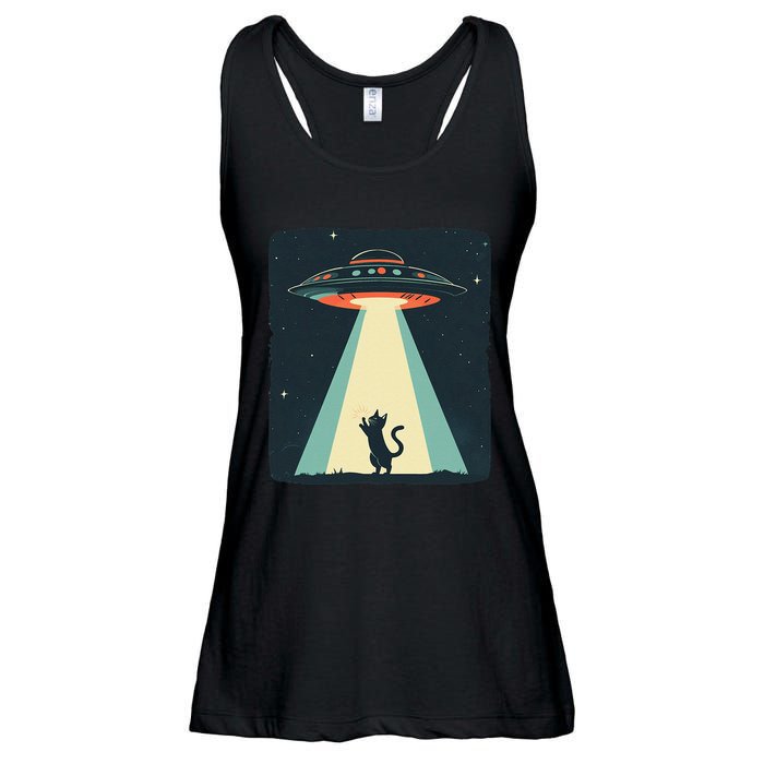 Awesome Ufo Beams A Cat Up For Intergalactic Laughs Ladies Essential Flowy Tank