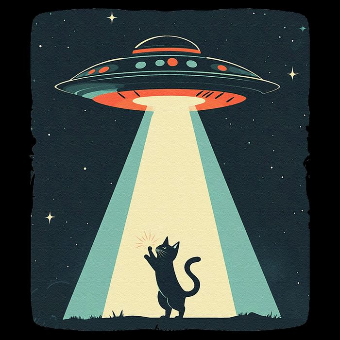 Awesome Ufo Beams A Cat Up For Intergalactic Laughs Flat Bill Trucker Hat