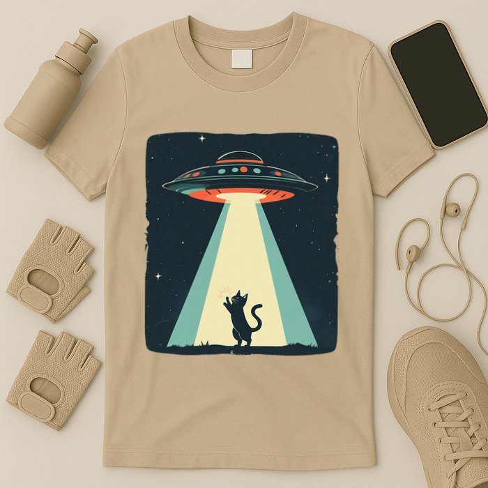 Awesome Ufo Beams A Cat Up For Intergalactic Laughs T-Shirt