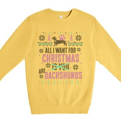 Awesome Ugly Christmas Dachshund Gift Premium Crewneck Sweatshirt