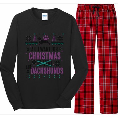 Awesome Ugly Christmas Dachshund Gift Long Sleeve Pajama Set