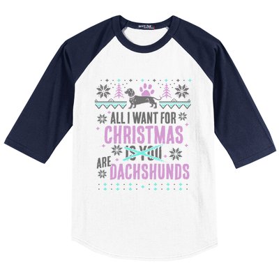 Awesome Ugly Christmas Dachshund Gift Baseball Sleeve Shirt