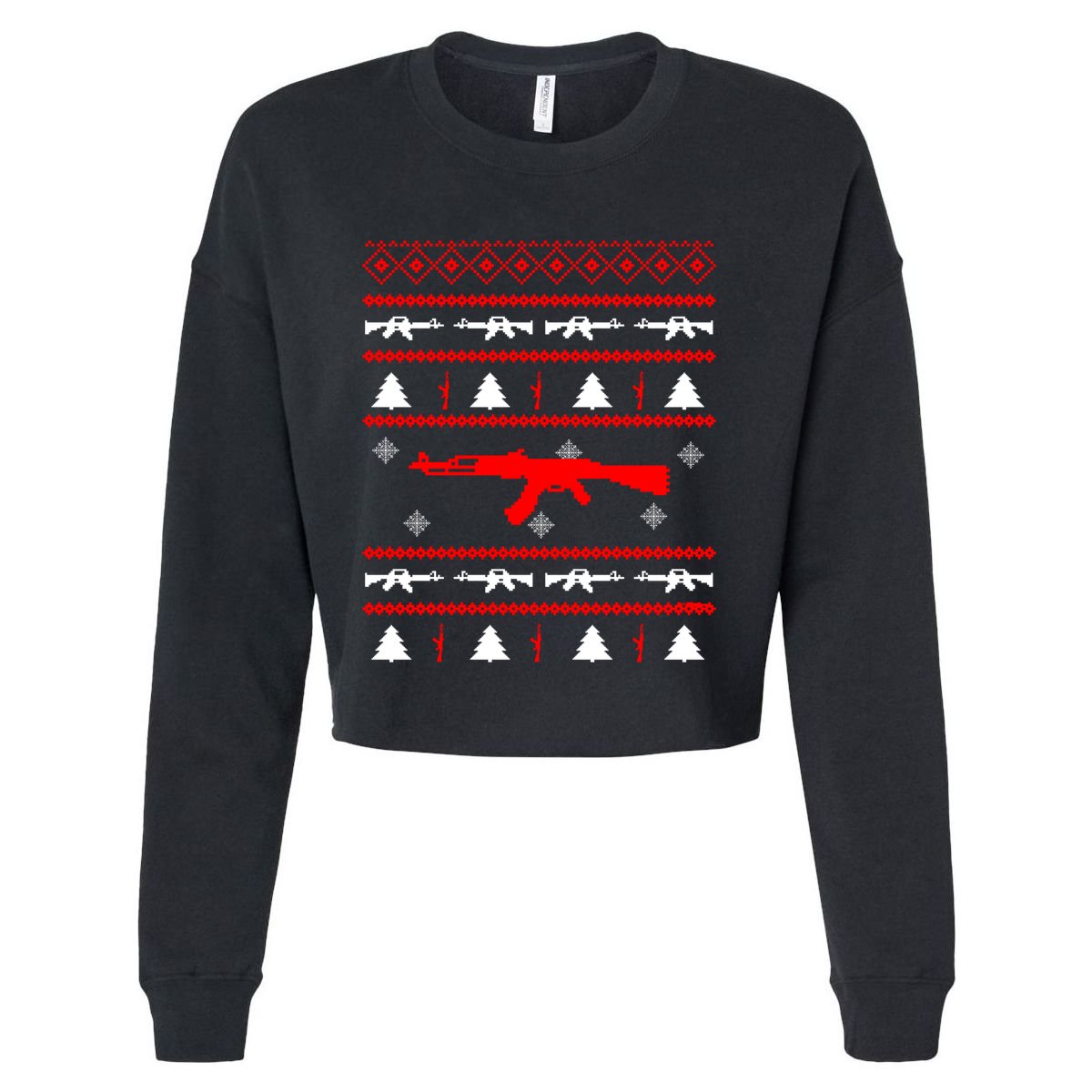 Ak47 Ugly Christmas Party Sweater Gun Lovers Gift Cropped Pullover Crew