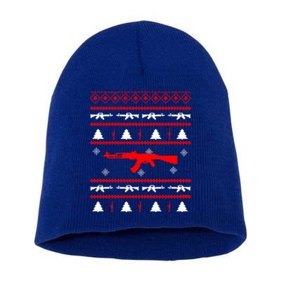Ak47 Ugly Christmas Party Sweater Gun Lovers Gift Short Acrylic Beanie