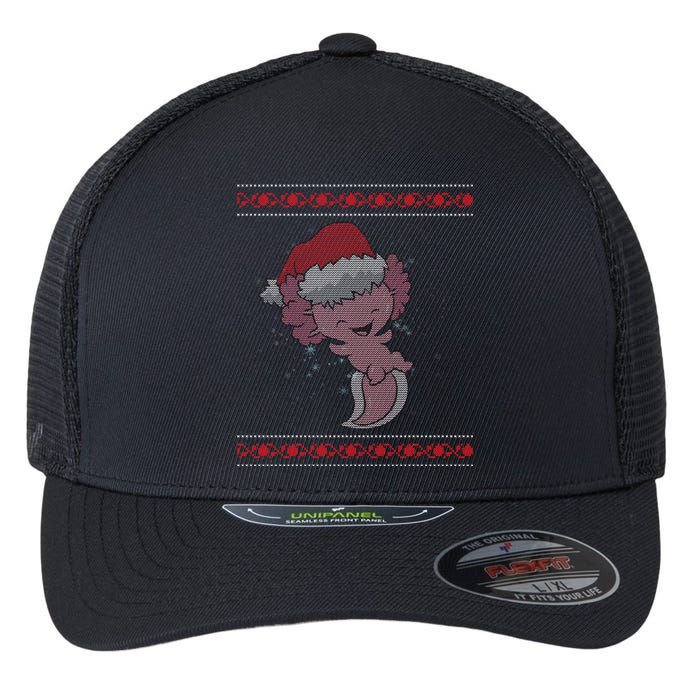 Axolotl Ugly Christmas Sweater Design Flexfit Unipanel Trucker Cap