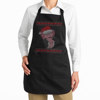 Axolotl Ugly Christmas Sweater Design Full-Length Apron With Pockets