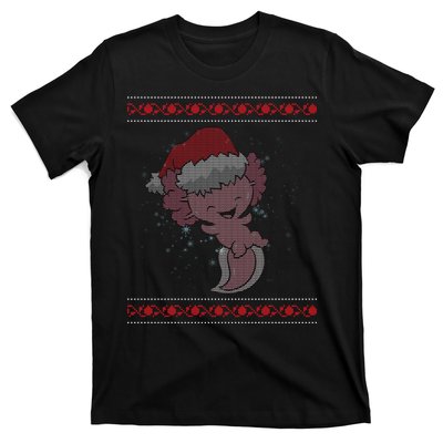 Axolotl Ugly Christmas Sweater Design T-Shirt