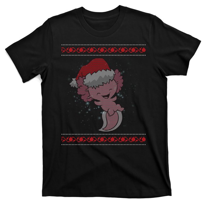 Axolotl Ugly Christmas Sweater Design T-Shirt