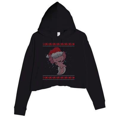 Axolotl Ugly Christmas Sweater Design Crop Fleece Hoodie