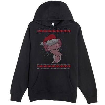 Axolotl Ugly Christmas Sweater Design Premium Pullover Hoodie