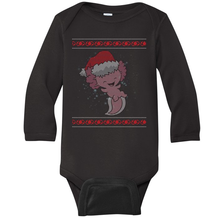 Axolotl Ugly Christmas Sweater Design Baby Long Sleeve Bodysuit