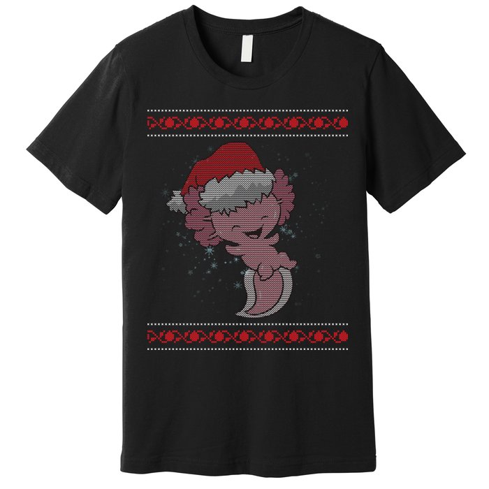 Axolotl Ugly Christmas Sweater Design Premium T-Shirt