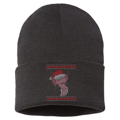 Axolotl Ugly Christmas Sweater Design Sustainable Knit Beanie