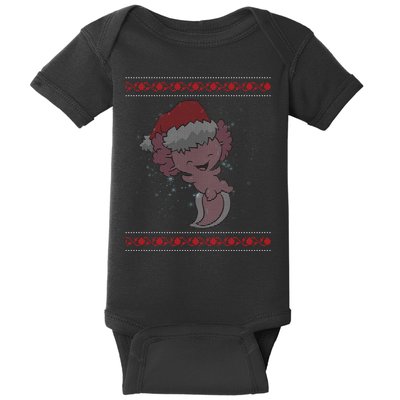 Axolotl Ugly Christmas Sweater Design Baby Bodysuit