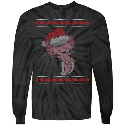 Axolotl Ugly Christmas Sweater Design Tie-Dye Long Sleeve Shirt