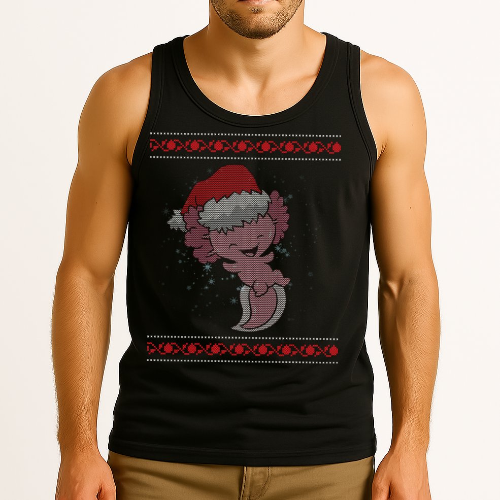 Axolotl Ugly Christmas Sweater Design Tank Top