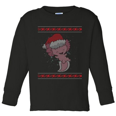 Axolotl Ugly Christmas Sweater Design Toddler Long Sleeve Shirt