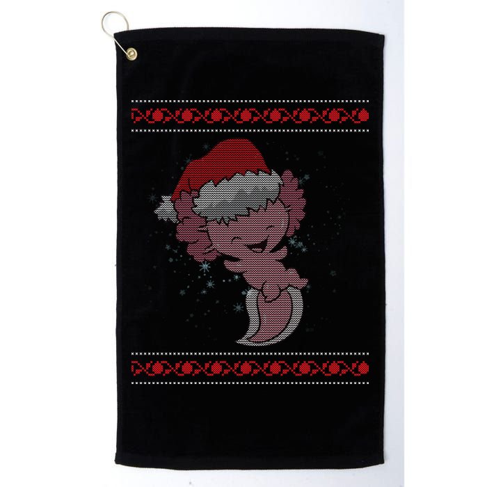 Axolotl Ugly Christmas Sweater Design Golf Towel