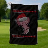 Axolotl Ugly Christmas Sweater Design Golf Towel