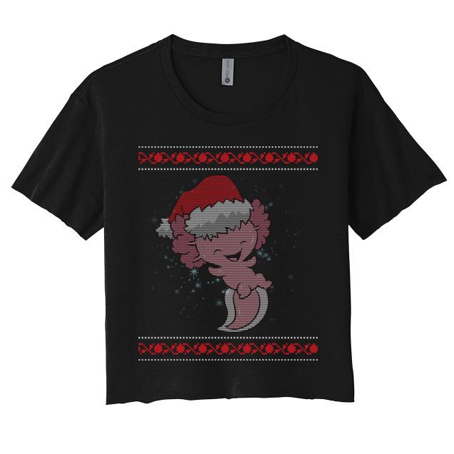 Axolotl Ugly Christmas Sweater Design Crop Top
