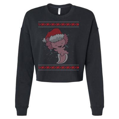 Axolotl Ugly Christmas Sweater Design Cropped Pullover Crew