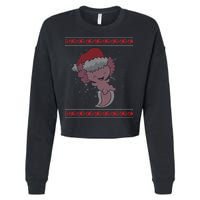 Axolotl Ugly Christmas Sweater Design Cropped Pullover Crew