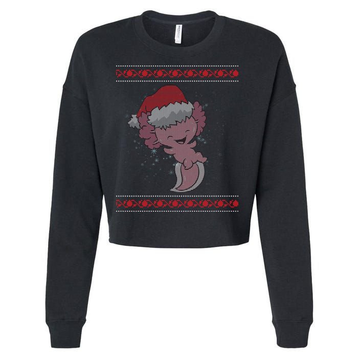 Axolotl Ugly Christmas Sweater Design Cropped Pullover Crew