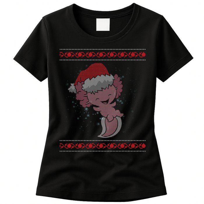 Axolotl Ugly Christmas Sweater Design Womens T-Shirt