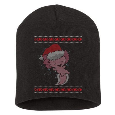 Axolotl Ugly Christmas Sweater Design Short Acrylic Beanie