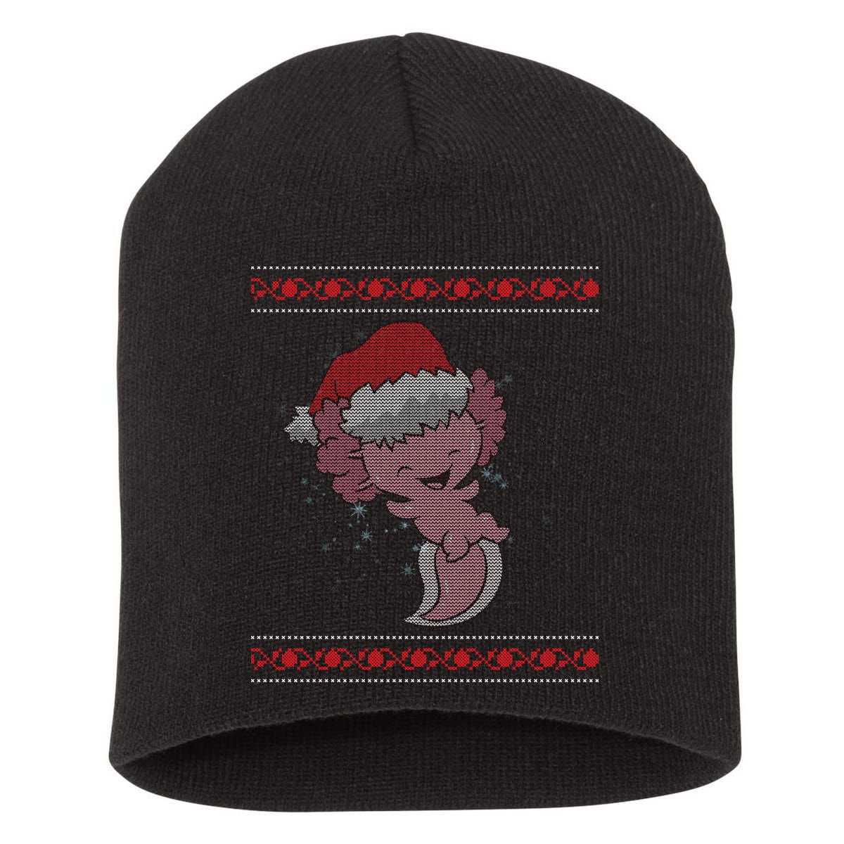 Axolotl Ugly Christmas Sweater Design Short Acrylic Beanie