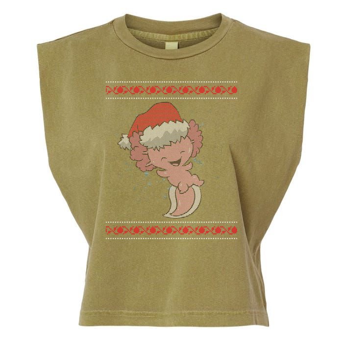 Axolotl Ugly Christmas Sweater Design Garment-Dyed Women's Muscle Tee