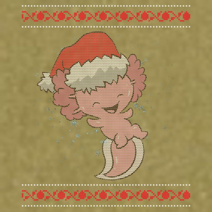 Axolotl Ugly Christmas Sweater Design Garment-Dyed Women's Muscle Tee