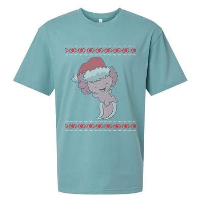 Axolotl Ugly Christmas Sweater Design Sueded Cloud Jersey T-Shirt
