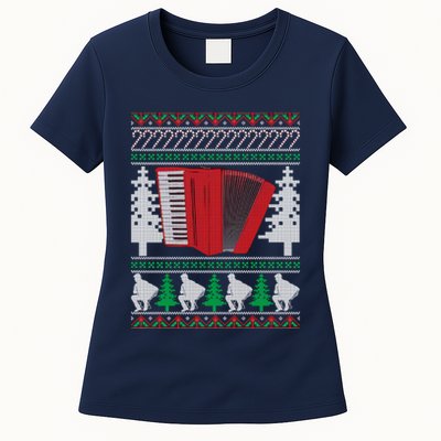 Accordion Ugly Christmas Womens T-Shirt